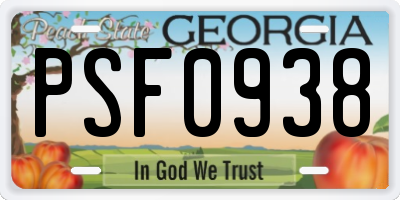 GA license plate PSF0938