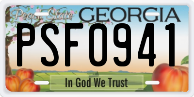 GA license plate PSF0941
