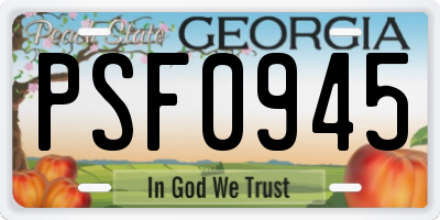 GA license plate PSF0945