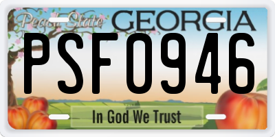 GA license plate PSF0946