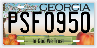GA license plate PSF0950