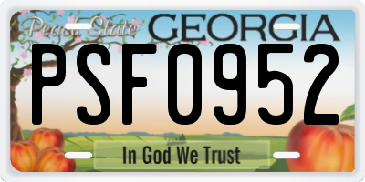 GA license plate PSF0952