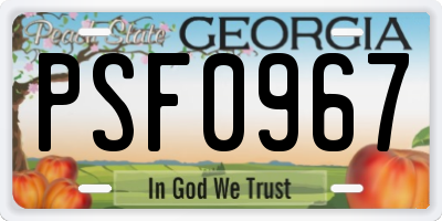 GA license plate PSF0967