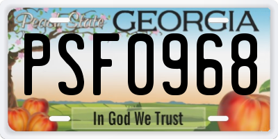 GA license plate PSF0968
