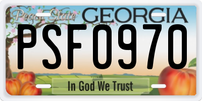 GA license plate PSF0970
