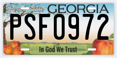 GA license plate PSF0972