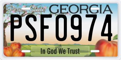 GA license plate PSF0974