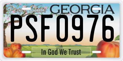 GA license plate PSF0976
