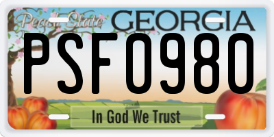 GA license plate PSF0980