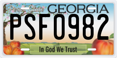GA license plate PSF0982