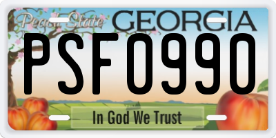 GA license plate PSF0990