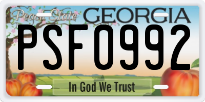 GA license plate PSF0992