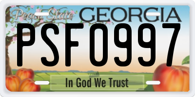 GA license plate PSF0997
