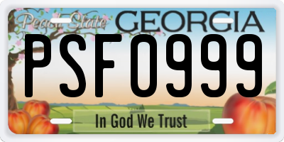 GA license plate PSF0999
