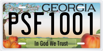 GA license plate PSF1001