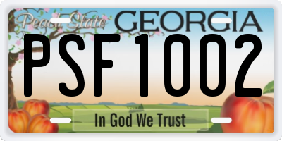 GA license plate PSF1002