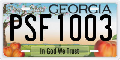 GA license plate PSF1003