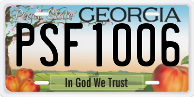 GA license plate PSF1006