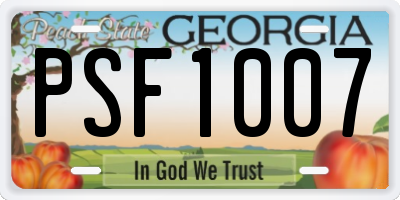 GA license plate PSF1007