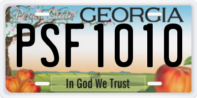 GA license plate PSF1010