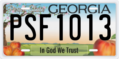 GA license plate PSF1013