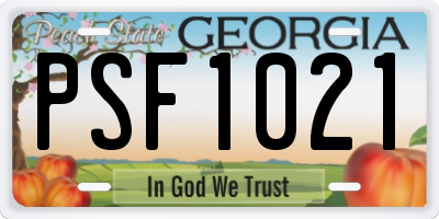 GA license plate PSF1021