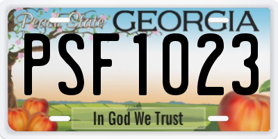 GA license plate PSF1023