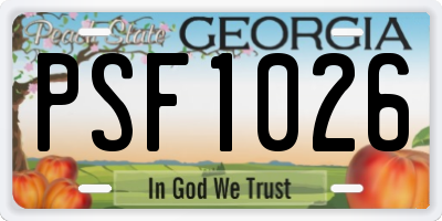 GA license plate PSF1026