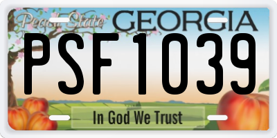 GA license plate PSF1039