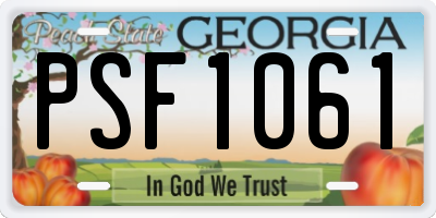 GA license plate PSF1061