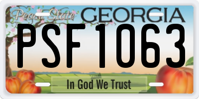 GA license plate PSF1063