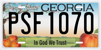 GA license plate PSF1070