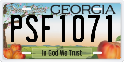 GA license plate PSF1071