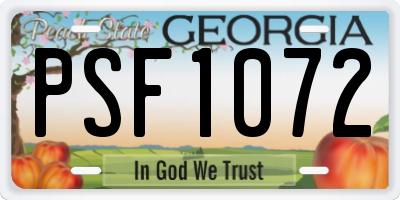 GA license plate PSF1072