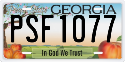 GA license plate PSF1077