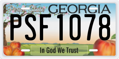 GA license plate PSF1078