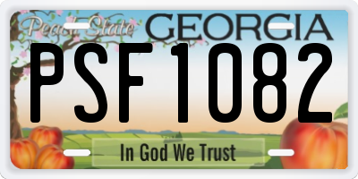 GA license plate PSF1082