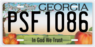 GA license plate PSF1086