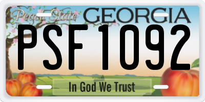 GA license plate PSF1092
