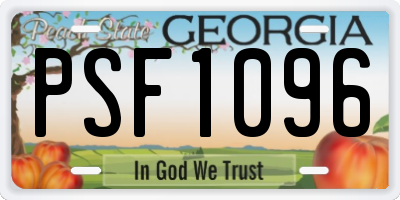 GA license plate PSF1096