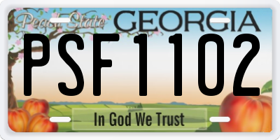 GA license plate PSF1102