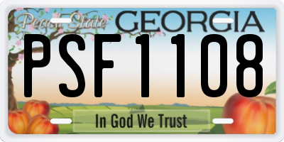 GA license plate PSF1108