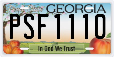 GA license plate PSF1110