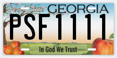 GA license plate PSF1111