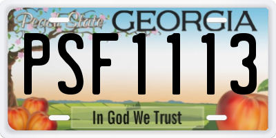 GA license plate PSF1113