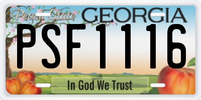 GA license plate PSF1116