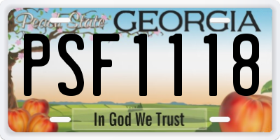 GA license plate PSF1118