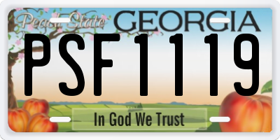 GA license plate PSF1119