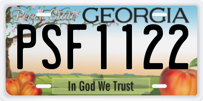 GA license plate PSF1122