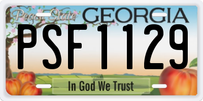 GA license plate PSF1129